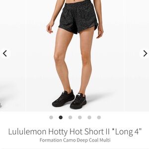 lululemon athletica Women's Black Camo Hotty Hot Shorts 4” inseam